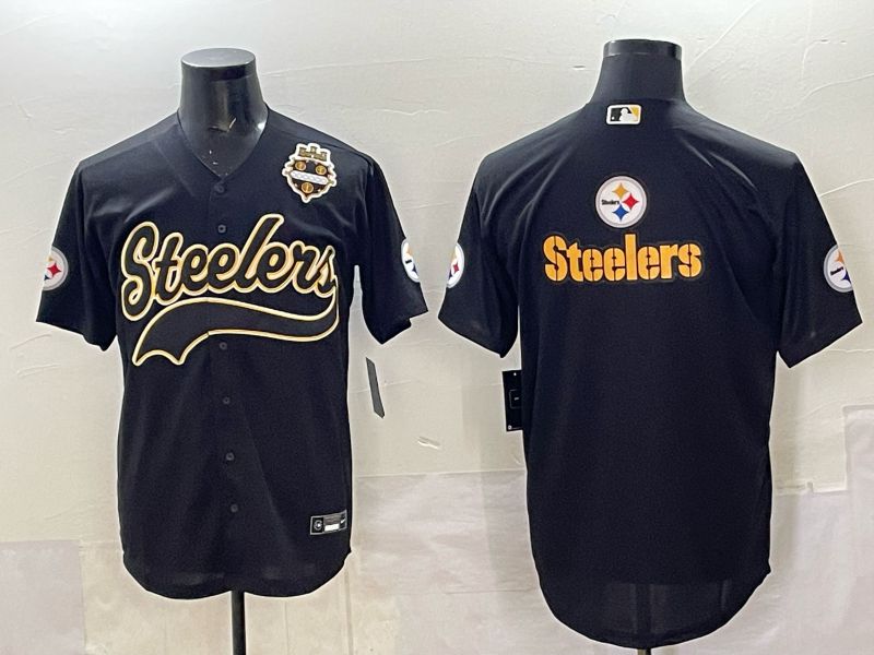 Men 2025 Nike Pittsburgh Steelers Blank Black Joint Name  Limited NFL Jersey style 050